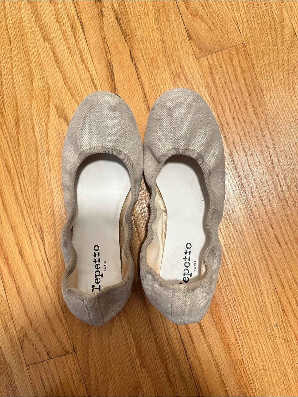 Repetto Natural Beige Canvas Ballet Flats